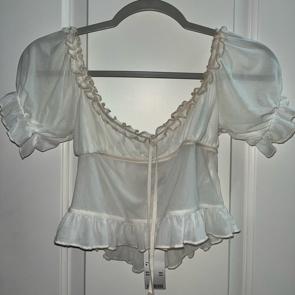 Urban Outfitters Tops - URBAN OUTFITTERS CREAM MESH TOP